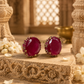 Royal Ruby Halo Stud Earrings
