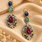 Royal Multicolour Stone Statement Necklace & Earrings Set