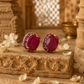 Royal Ruby Halo Stud Earrings