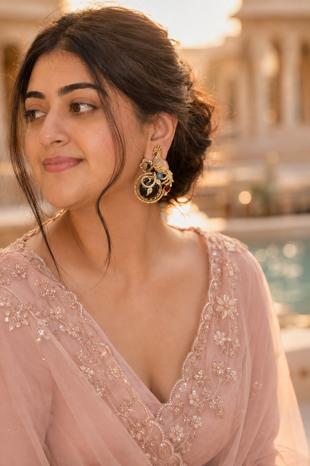 Peacock Noir Statement Earrings