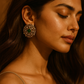 Antique Polki Stud Earrings with Emerald Center
