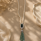 Zareen Emerald Pearl Tassel Necklace