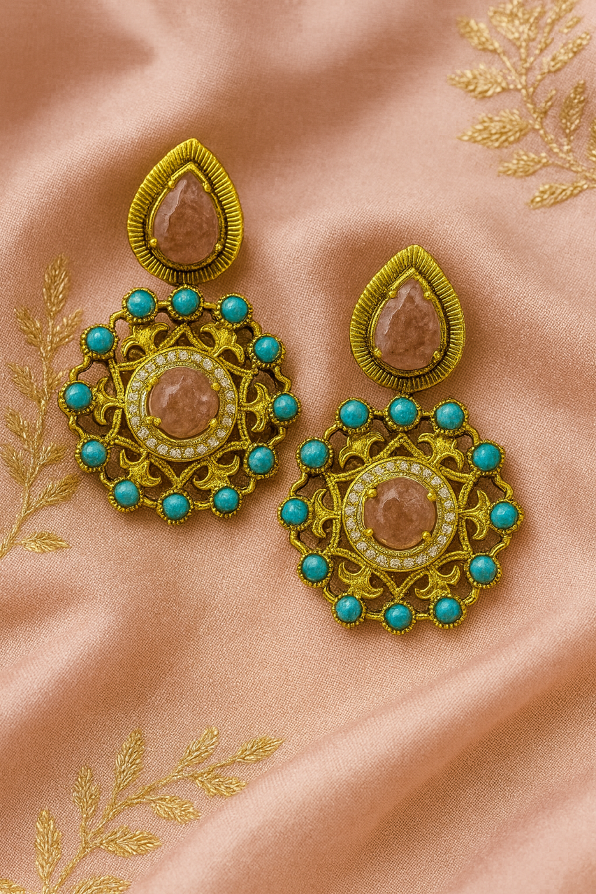 Turquoise Blossom Statement Earrings