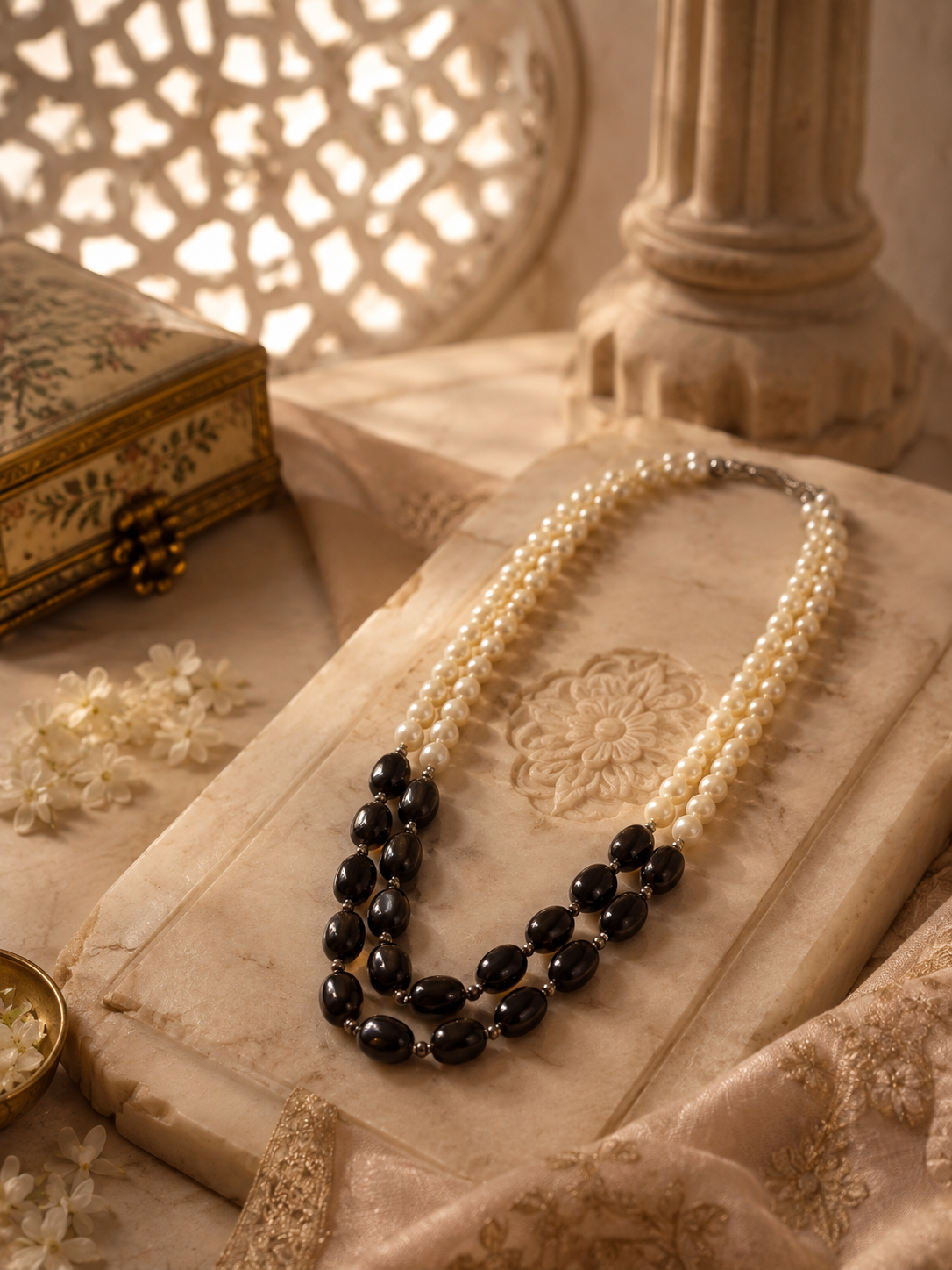 Ziya Black Onyx & Pearl Double-Strand Necklace