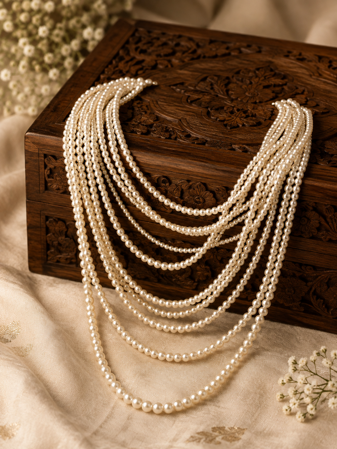 Cascading Pearl Statement Necklace