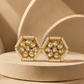 Pearl & Kundan Hexagon Stud Earrings