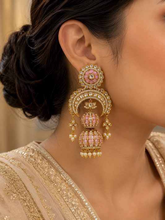 Blush Pink Double Jhumka Earrings