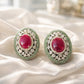 Regal Ruby Oval Stud Earrings