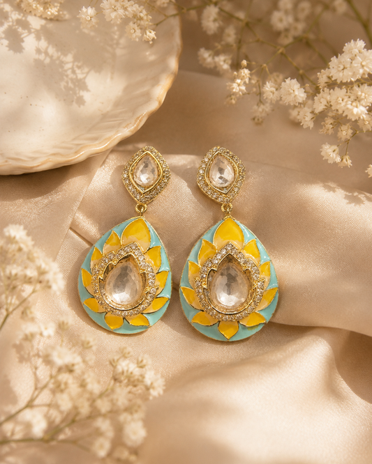 Sunlit Lotus Teardrop Earrings