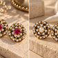 Ruby & Pearl Bloom Jadau Pendant Set with Matching Earrings
