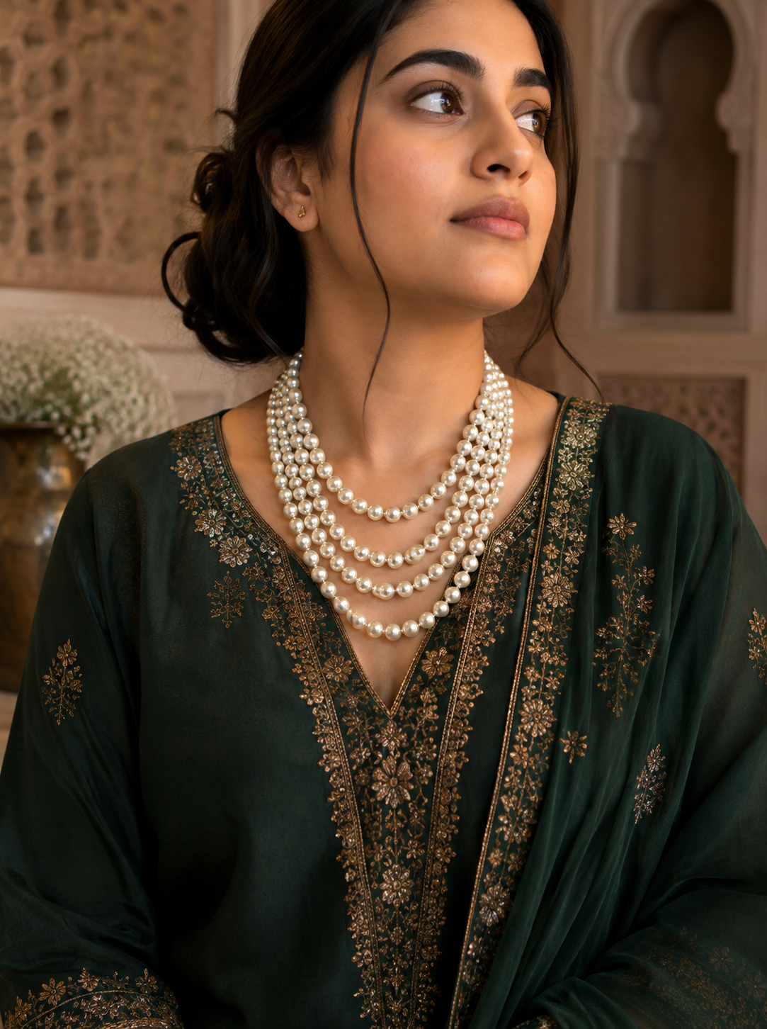 Noor Classic Layered Pearl Necklace