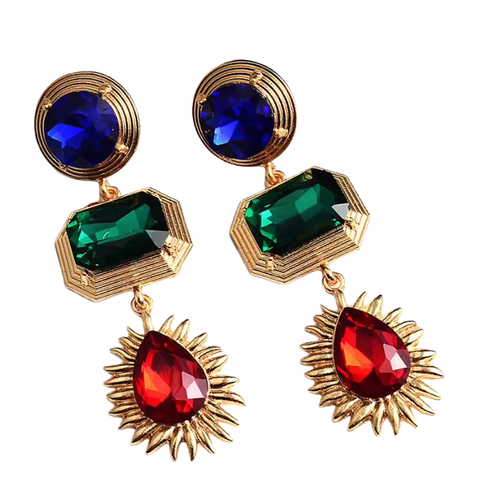 Regal Multi-Gem Statement Drop Earrings