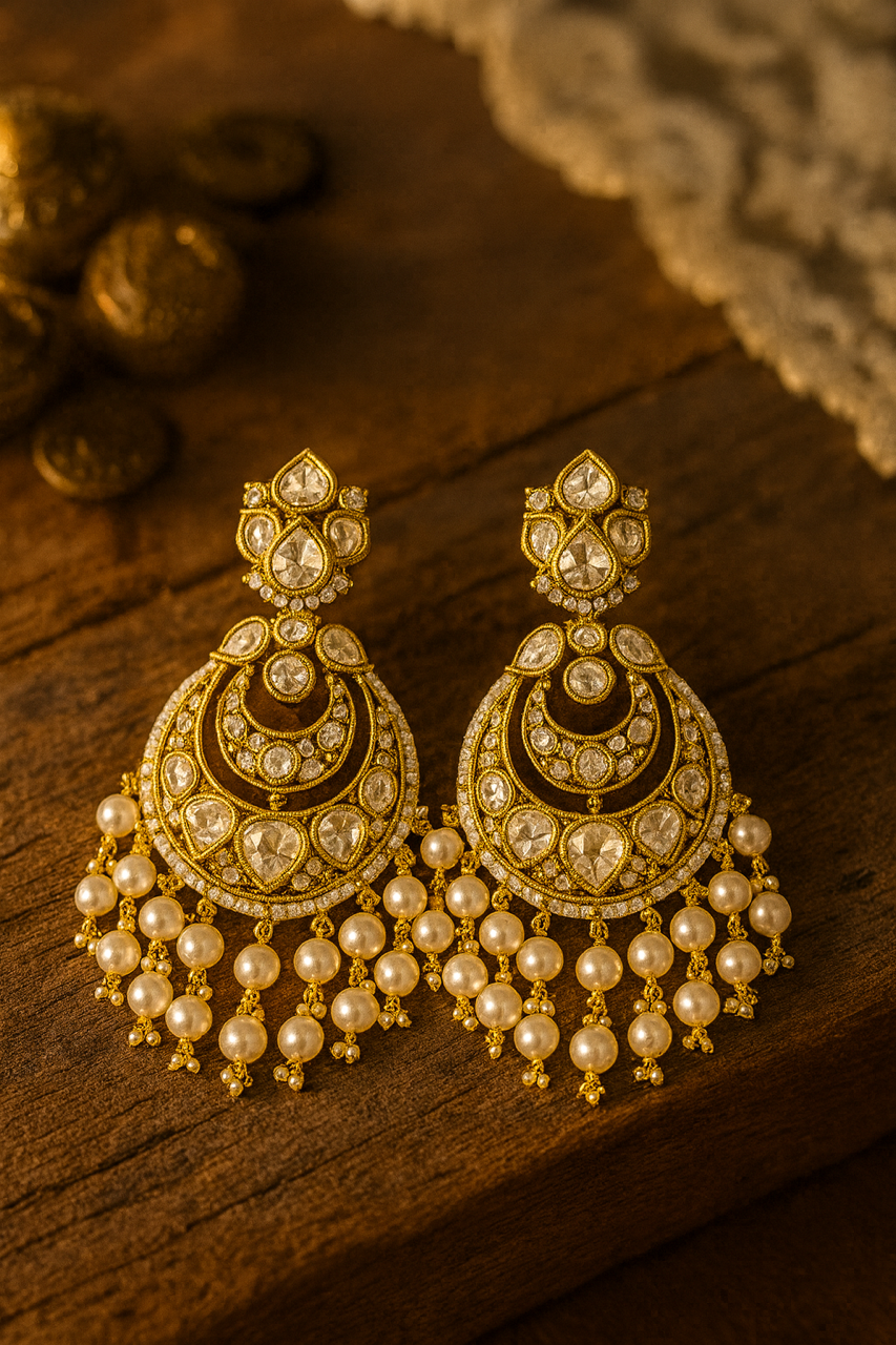 Heritage Kundan Pearl Chandbalis