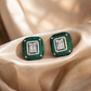 Emerald Luxe Cushion Stud Earrings