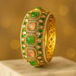 Royal Enamel Polki Bangle with Emerald & Peach Accents