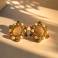 Vintage Champagne Pearl Statement Earrings