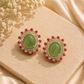 Emerald Blush Pearl Necklace & Stud Earrings Set