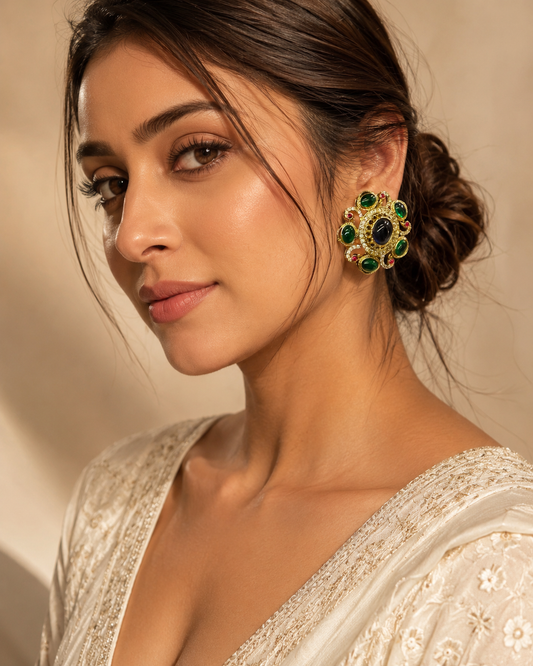 Royal Sapphire & Emerald Heritage Stud Earrings