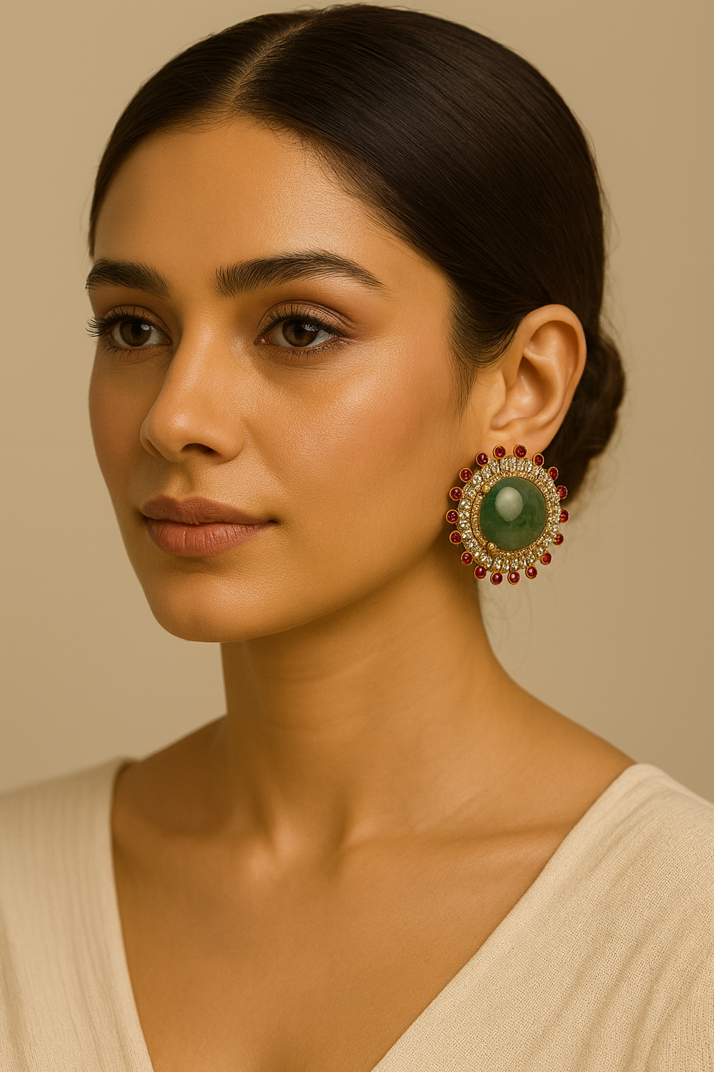 Royal Bloom – Emerald & Ruby Sunburst Earrings