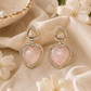 Blush Rose Quartz Heart Drop Earrings