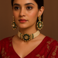 Royal Green & Pearl Kundan Choker Set with Statement Earrings