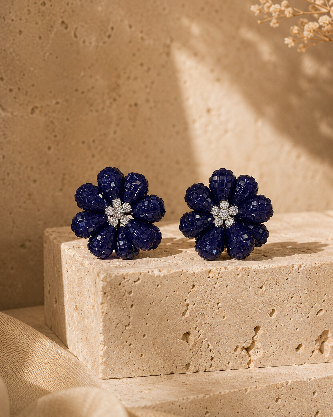 Midnight Bloom Floral Stud Earrings