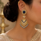 Royal Blue Kundan Jhumka Earrings