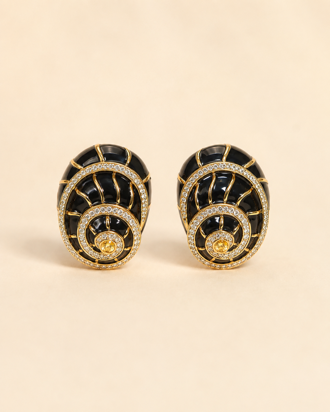 Midnight Noir Spiral Statement Stud Earrings