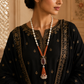 Gulnaar Peach Beaded Pearl Tassel Necklace