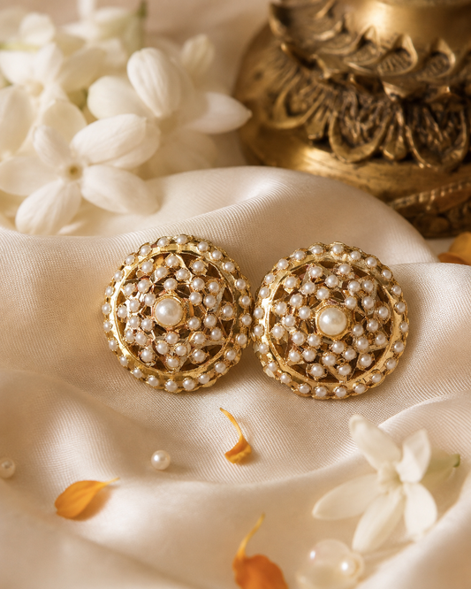 Heritage Jadau Pearl Studs