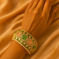 Royal Enamel Polki Bangle with Emerald & Peach Accents