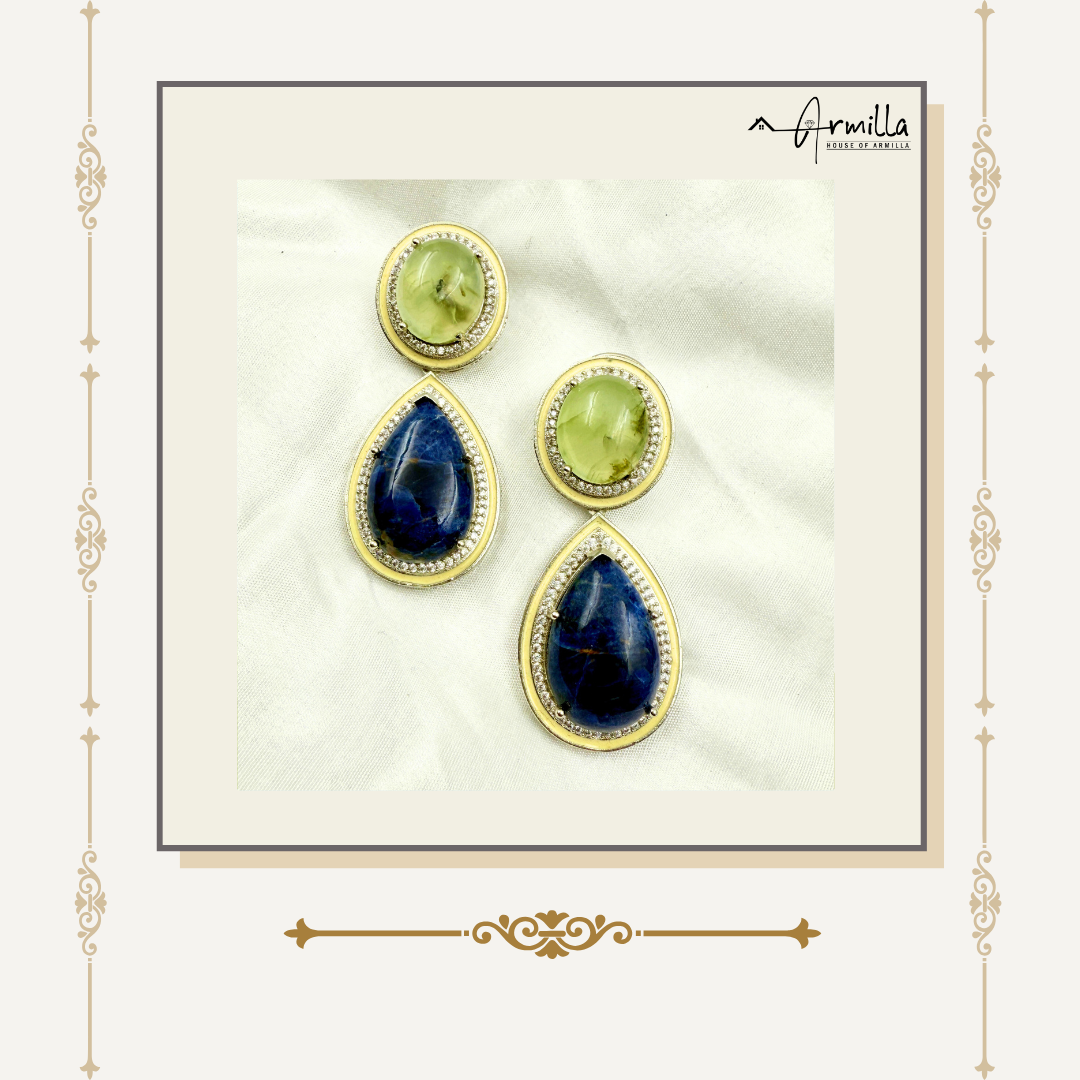 Mystic Aura – Dual-Toned Gemstone Drop Earrings