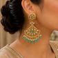 Mint Green Kundan Chandbali Earrings