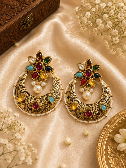Navrangi Heritage Chandbali Earrings