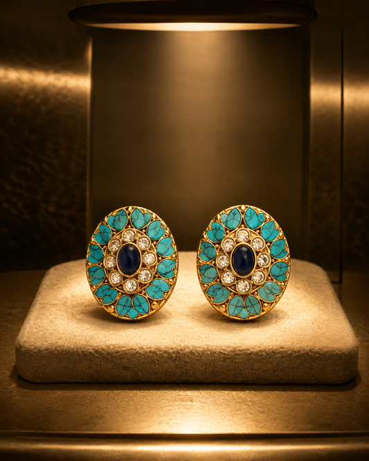 Turquoise & Sapphire Royal Statement Studs