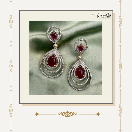 Ethereal Radiance Teardrop Earrings – Emerald & Ruby Edition