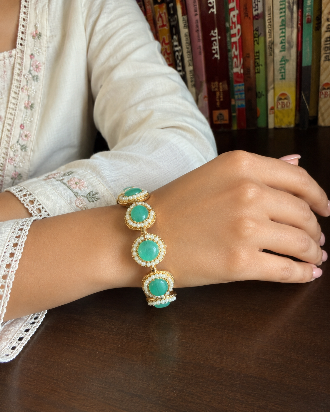 Mint Pearl Heritage Bangles