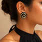 Midnight Noir Spiral Statement Stud Earrings