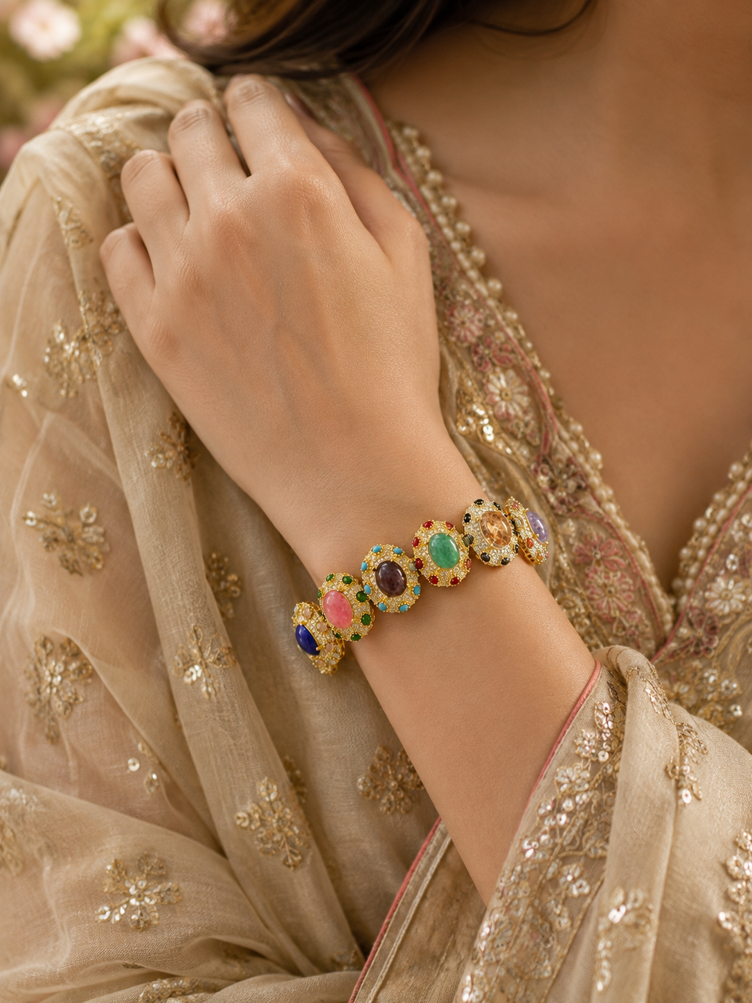 Navratna Royale Statement Bracelet