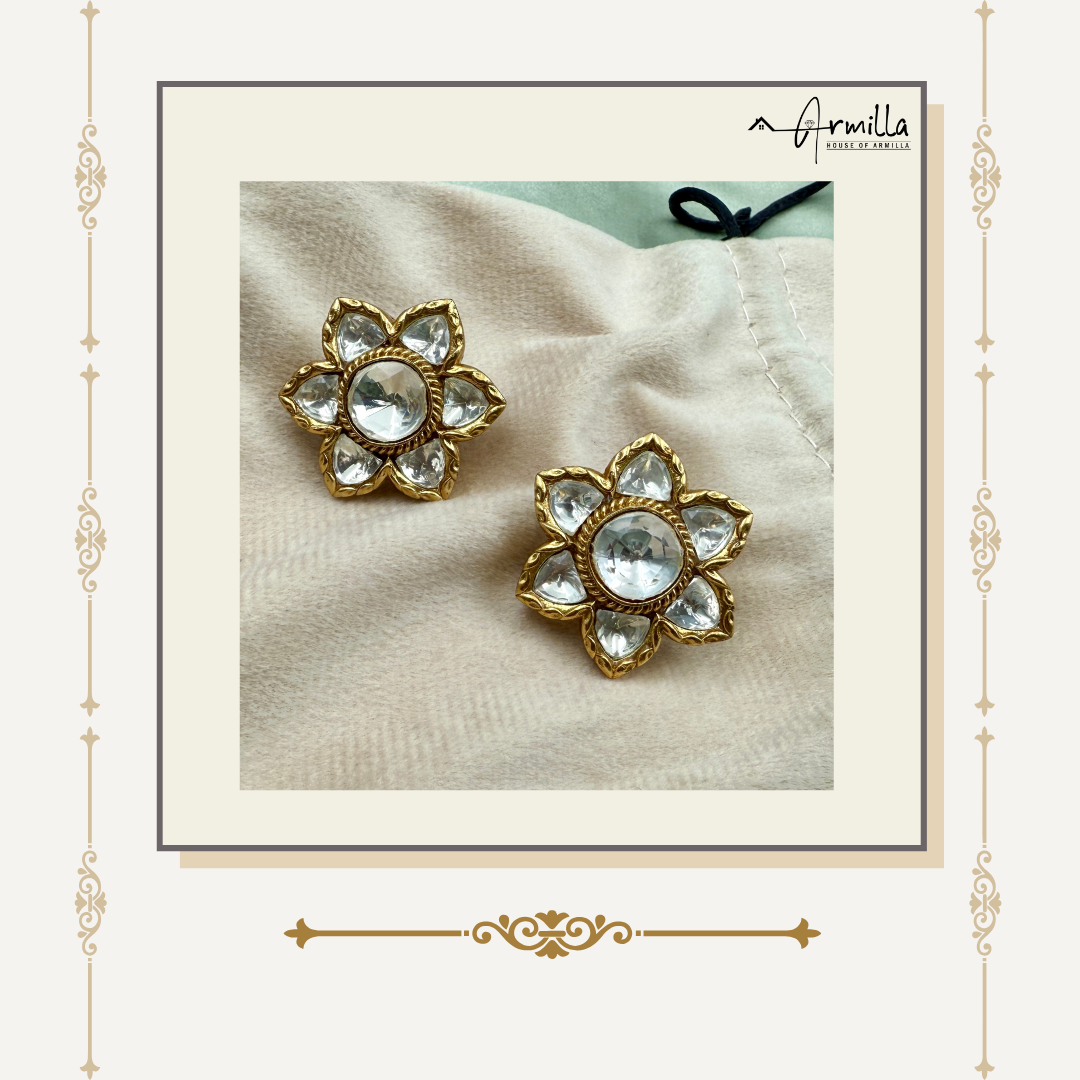 Golden Bloom Kundan Studs