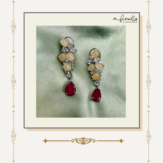 Golden Glow Ruby Drop Earrings