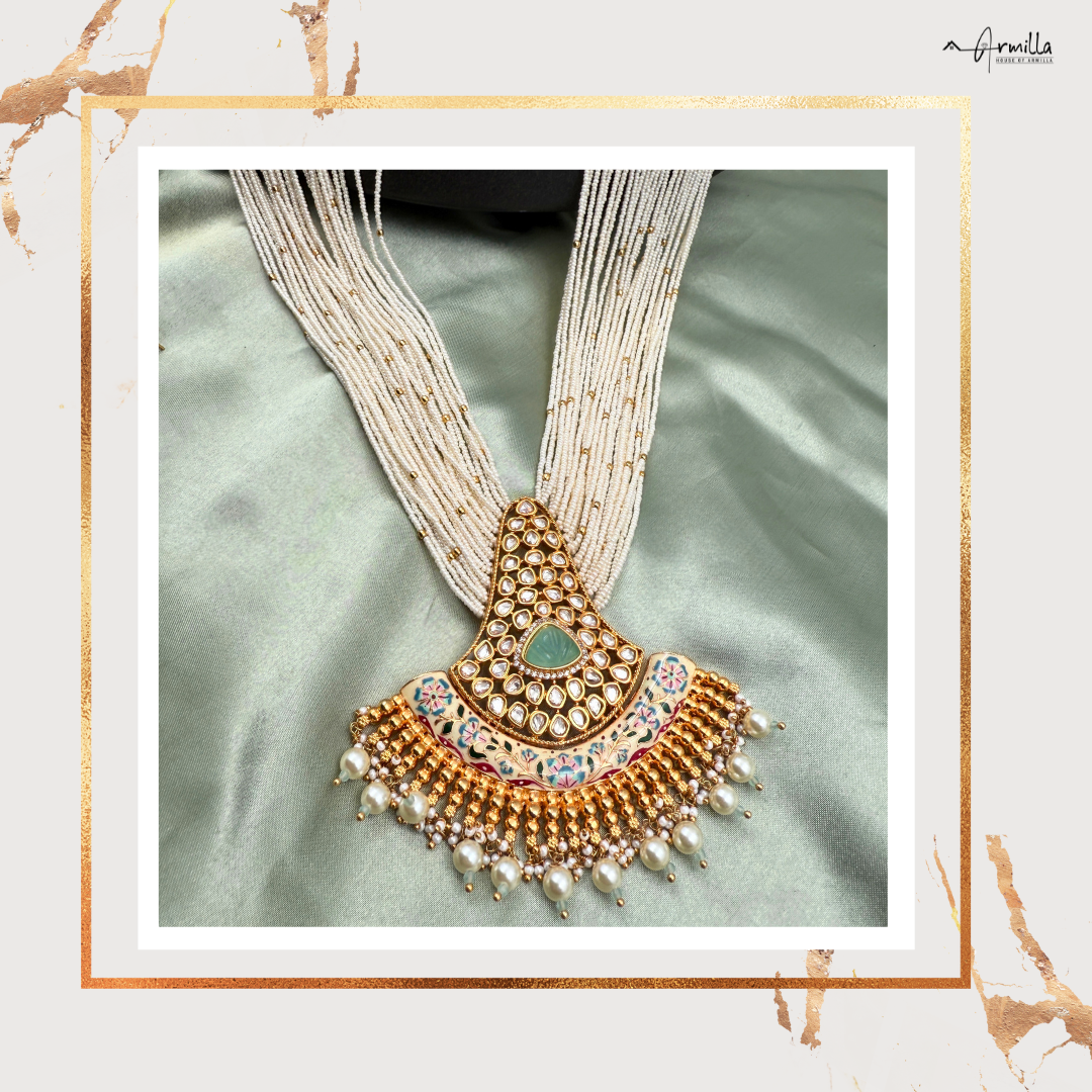 Graceful Pearl & Polki Layered Necklace