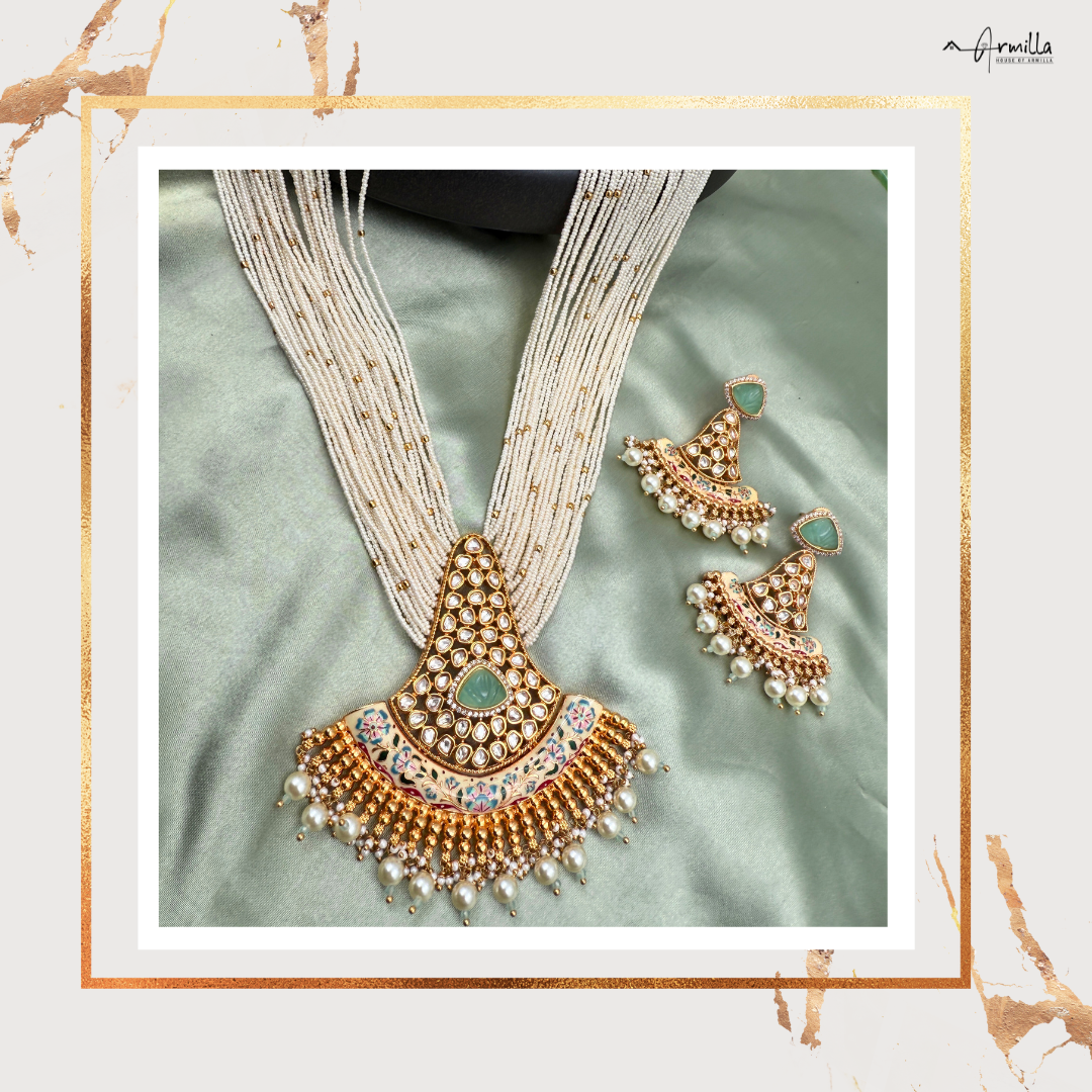 Graceful Pearl & Polki Layered Necklace