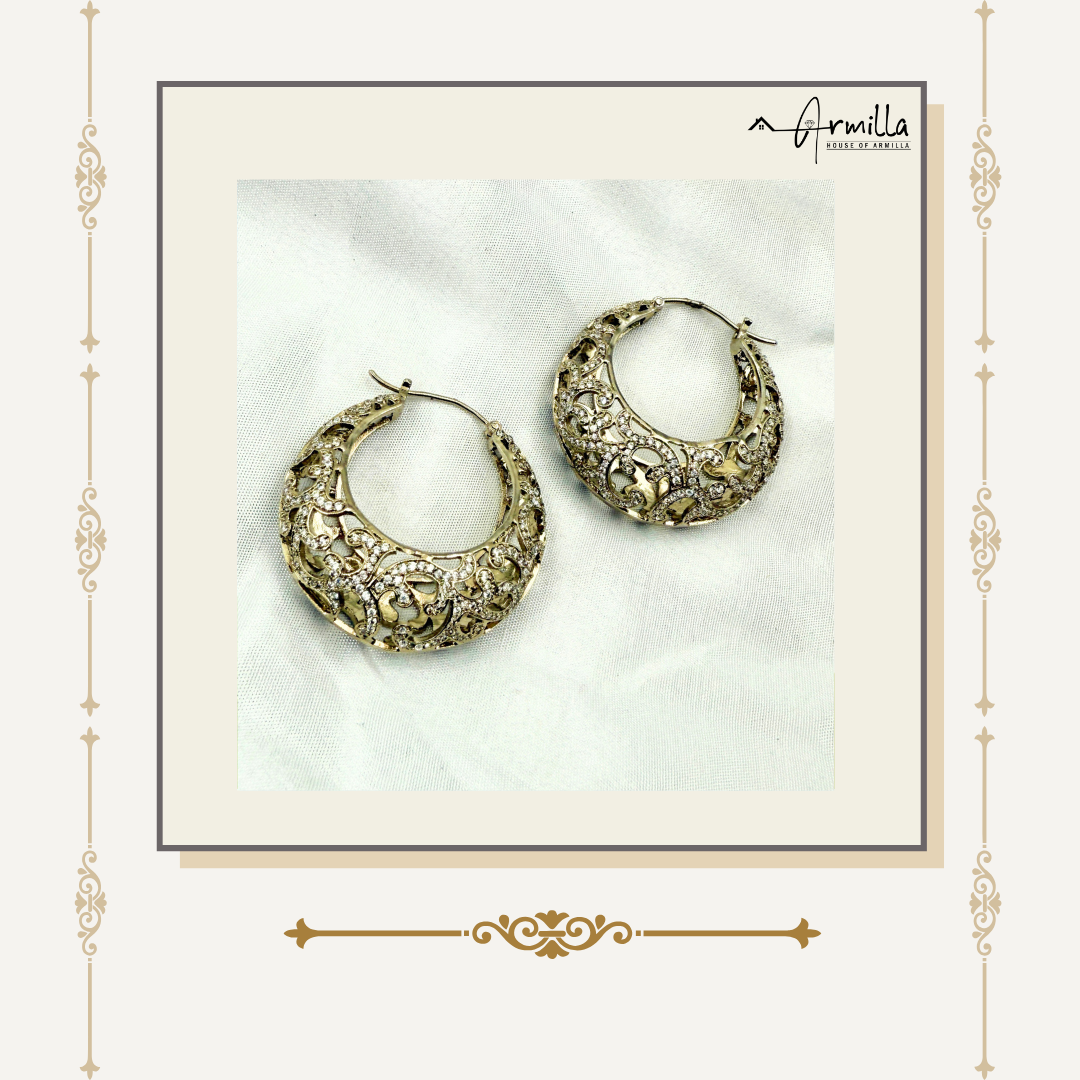 Eternal Crescent – Vintage Filigree Hoop Earrings