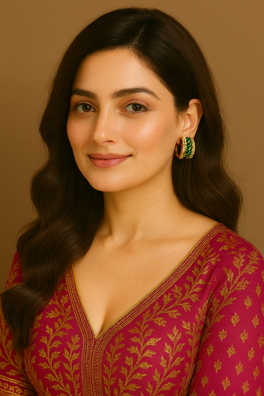 Emerald Radiance – Luxe Statement Hoop Earrings