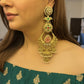 Royal Pink Kundan Chandbali Jhumka Earrings