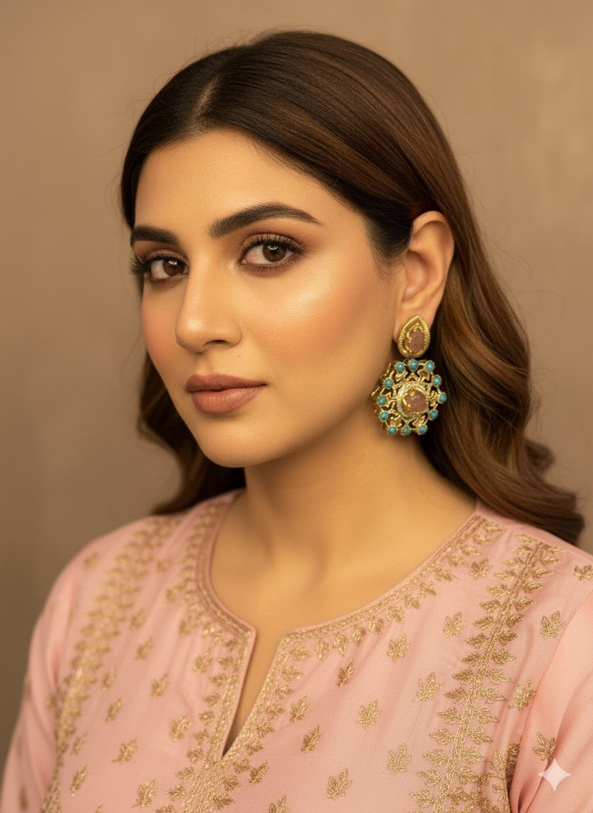 Turquoise Blossom Statement Earrings