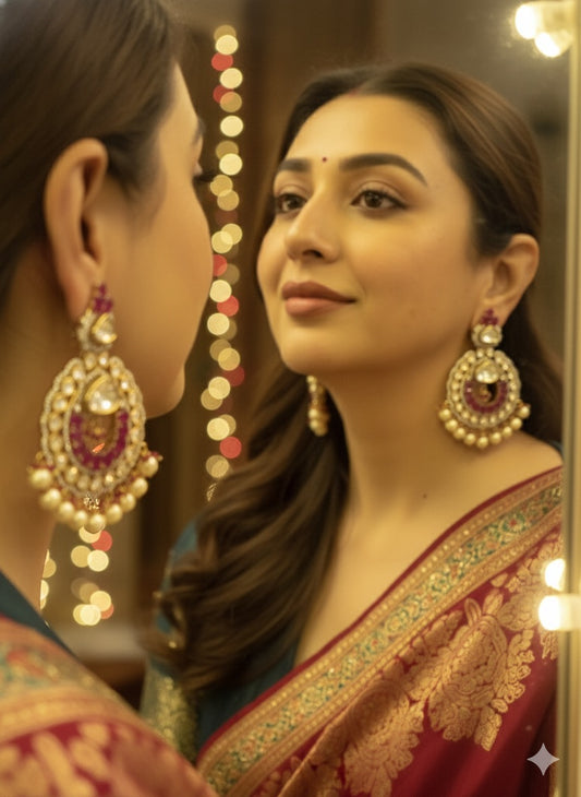 Ruby Royale Kundan Chandbalis