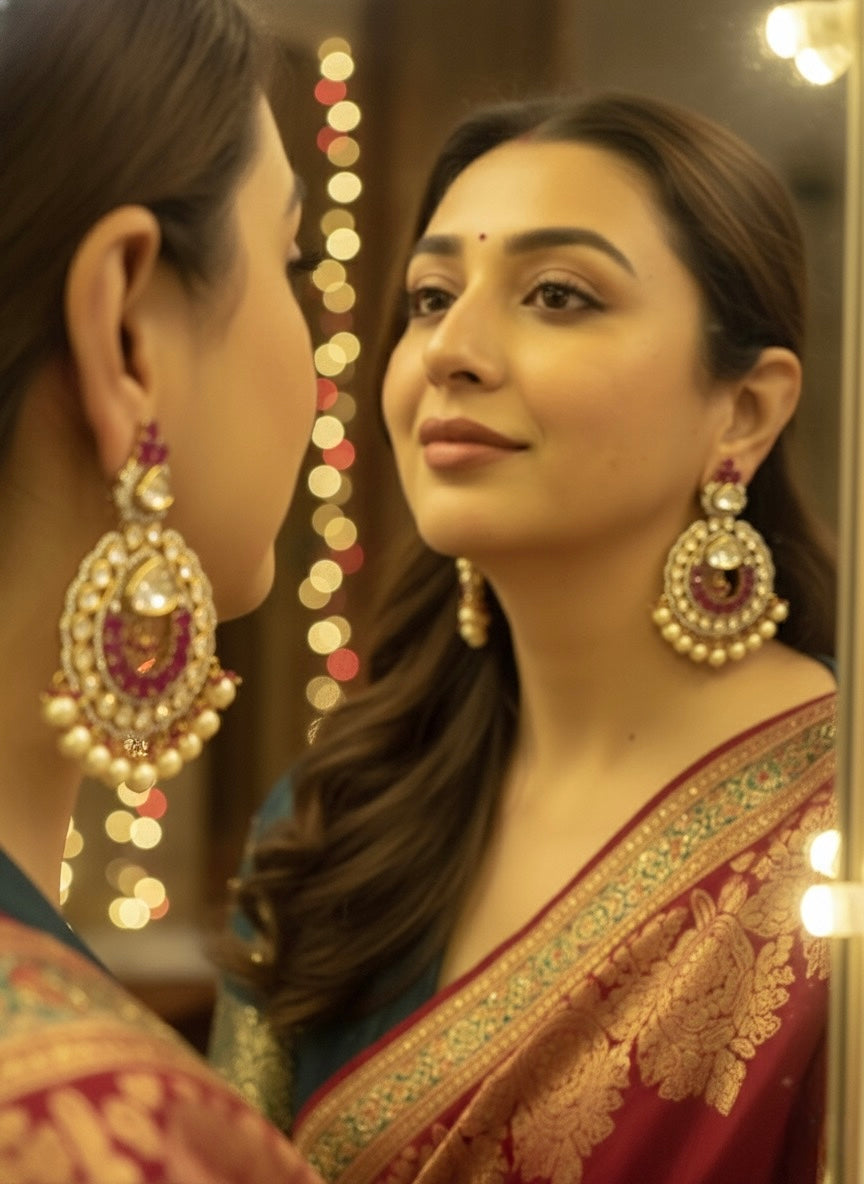 Ruby Royale Kundan Chandbalis