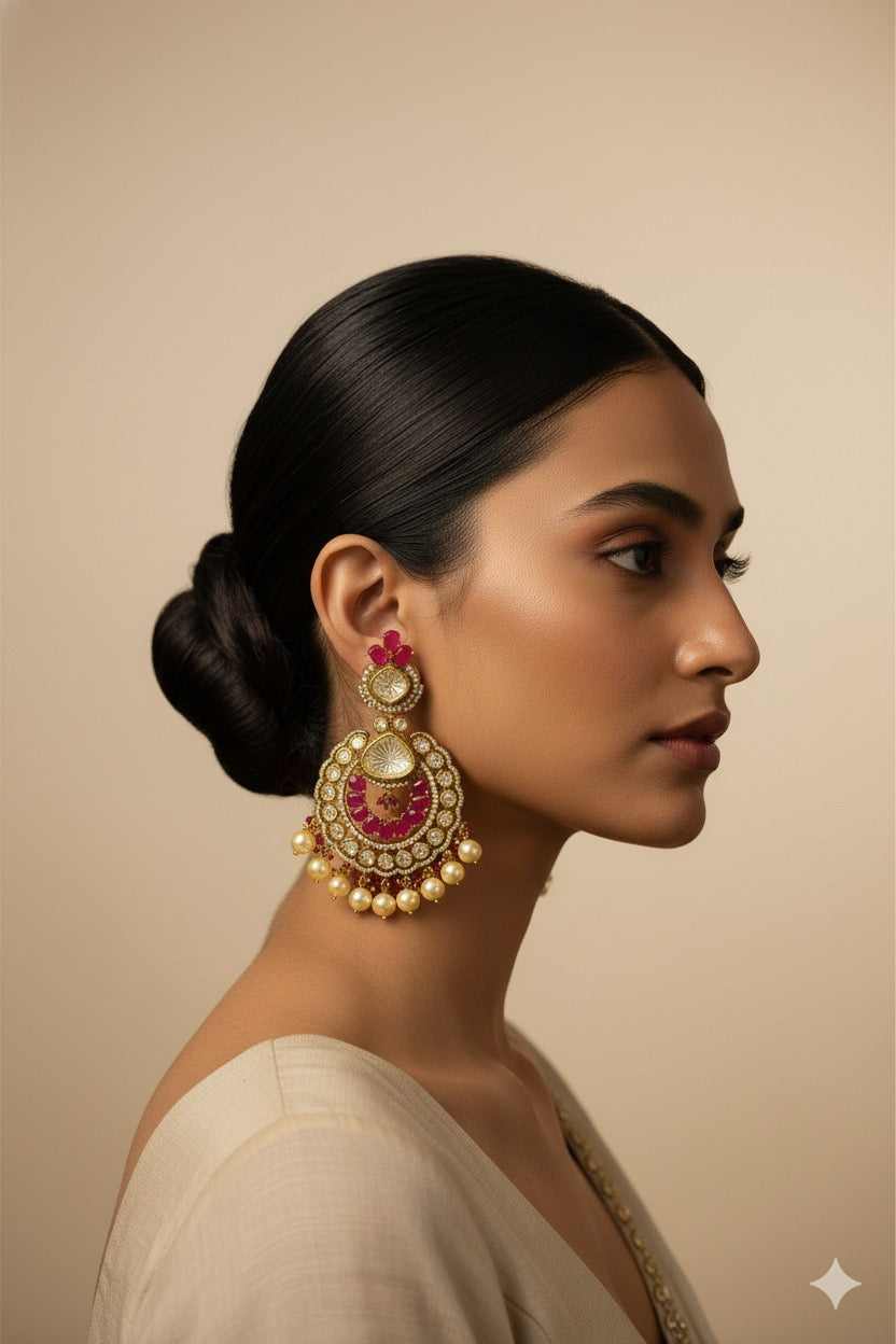 Ruby Royale Kundan Chandbalis
